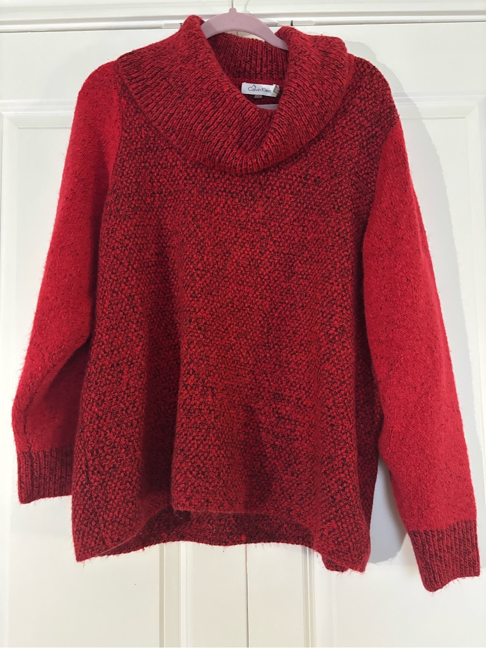 Calvin Klein Bright Red Cowl Neck Pullover Sweater